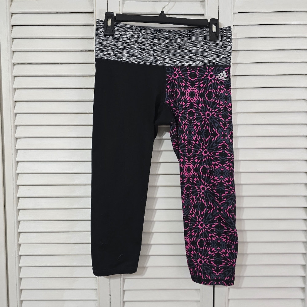 Adidas Kids Leggings Black with Pink Pattern